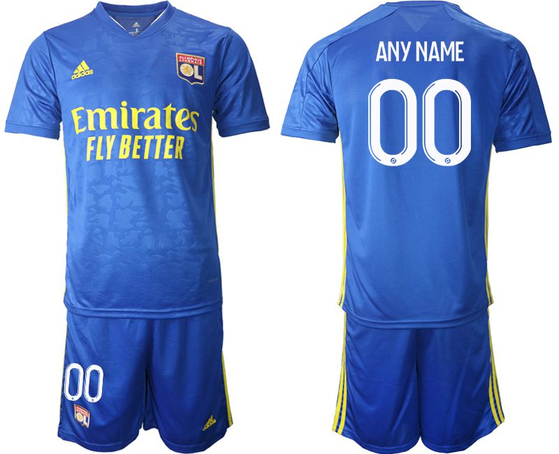 Men 2020-2021 club Olympique Lyonnais away customized blue Soccer Jerseys